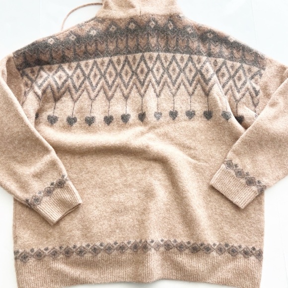 Zara Wool Llama Blend Sweater Oversized Hearts Rustic - Picture 3 of 7